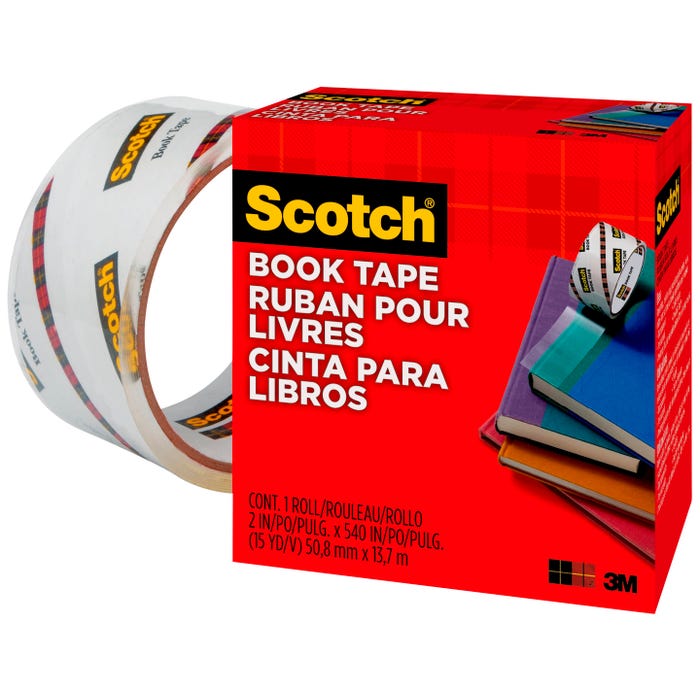 Scotch 845 Book Tape, 2 Inches x 15 Yards, 3 Inch Core, Crystal Clear