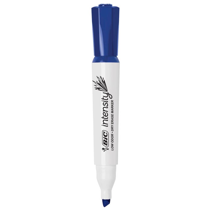 BIC Intensity Low Odor Dry Erase Markers, Chisel Tip, Blue, Pack of 12