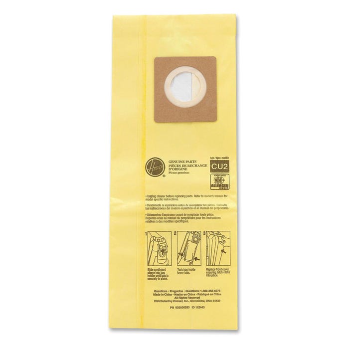 Hoover Cu2 Allergen Commercial Bags, Yellow, Pack of 10