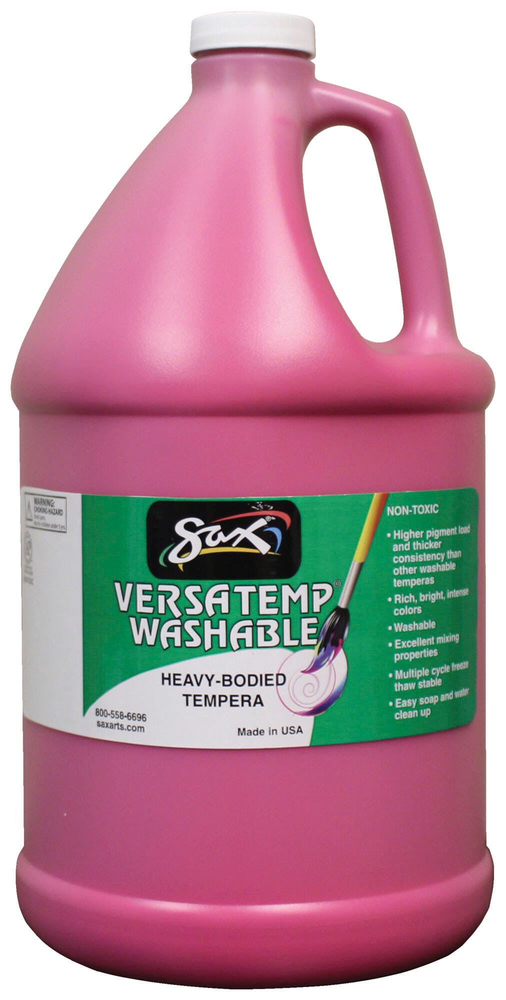 Sax Versatemp Washable Heavy-Bodied Tempera Paint, 1 Gallon, Magenta 1592686