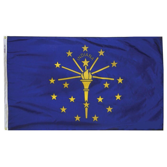 Annin Indiana State Flag, Heavy Weight Nylon, Outdoor, 3 x 5 Feet
