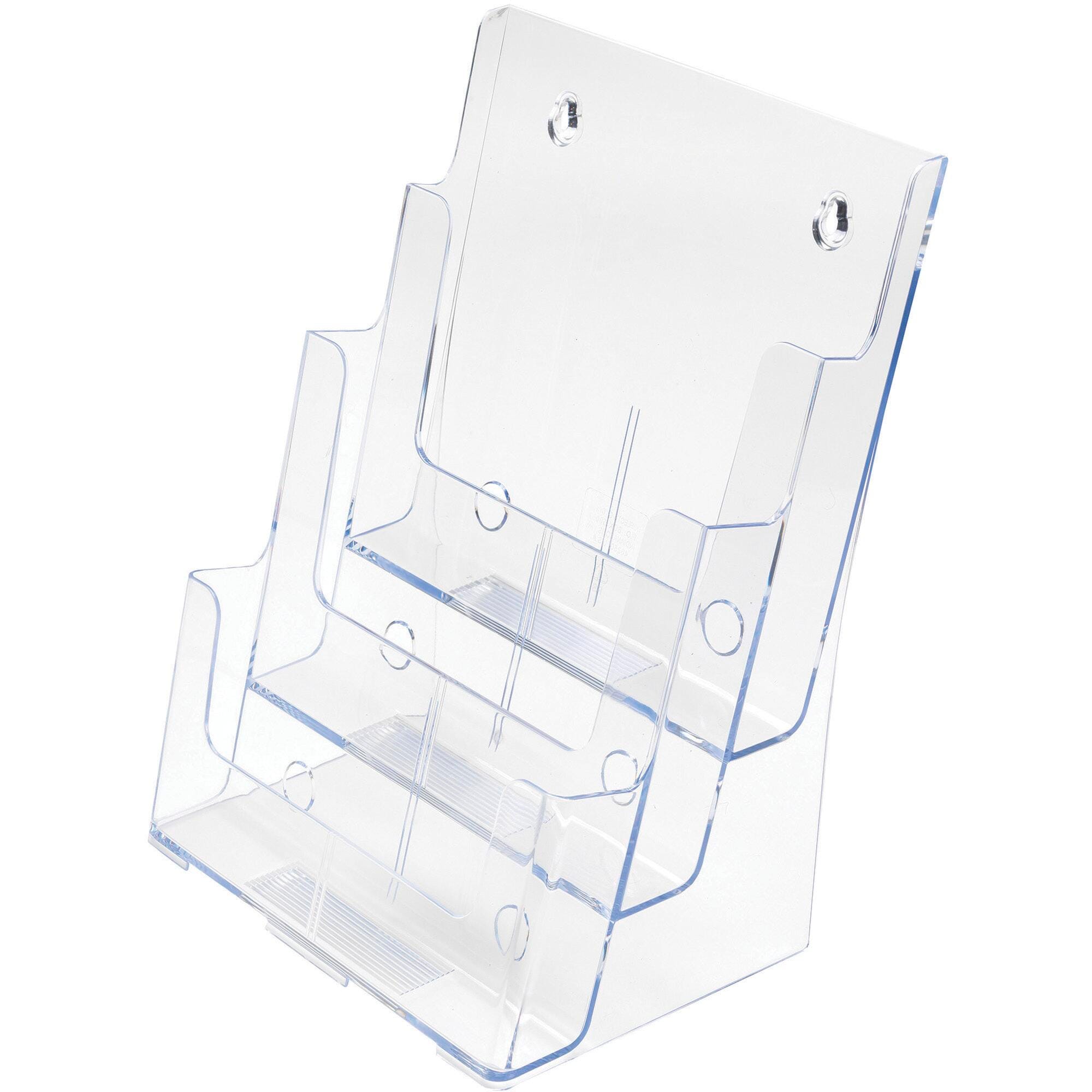Deflect-O 3-Tier Freestanding Magzine Size Wall Mount Storage Rack, 9-1/2 x 8 x 12-5/8 Inches, Plastic, Clear 1057453
