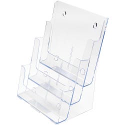 Deflect-O 3-Tier Freestanding Magzine Size Wall Mount Storage Rack, 9-1/2 x 8 x 12-5/8 Inches, Plastic, Clear 1057453