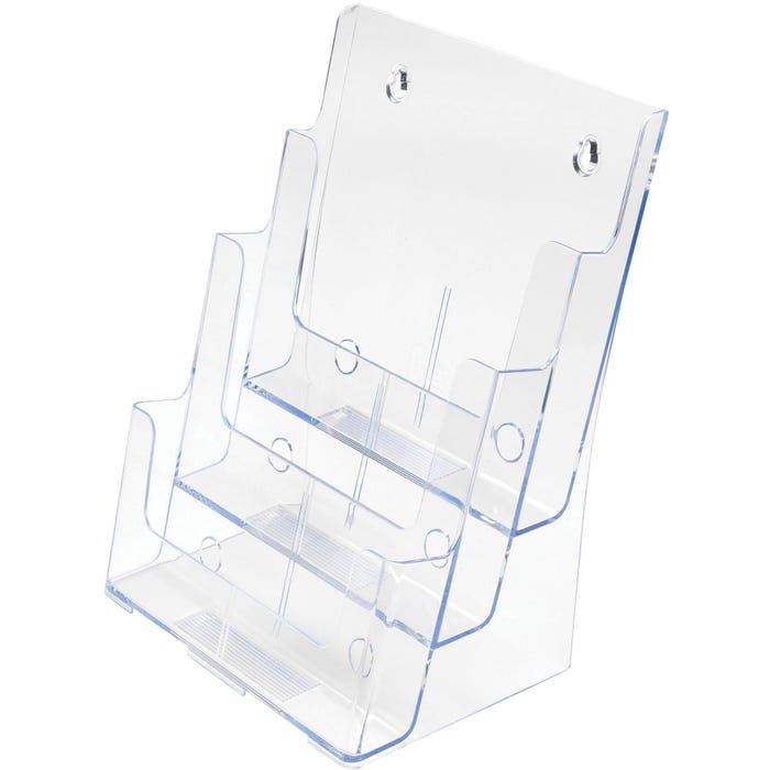 Deflect-O 3-Tier Freestanding Magzine Size Wall Mount Storage Rack, 9-1/2 x 8 x 12-5/8 Inches, Plastic, Clear