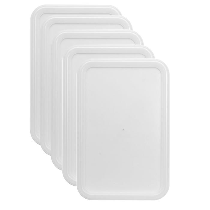 School Smart Storage Bin Non-Snap On Lid, 8 x 12-3/8 Inches, Clear, Pack of 5