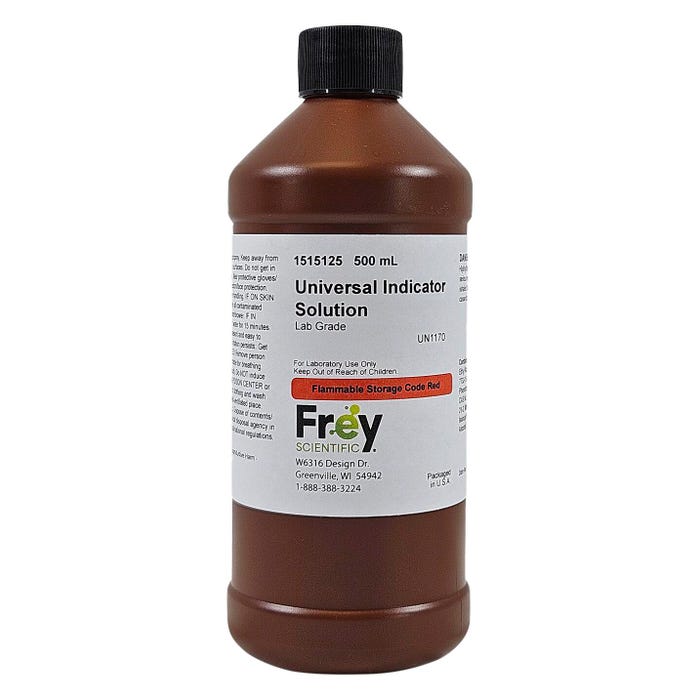 Frey Scientific Universal Indicator Solution, Lab Grade, 500mL