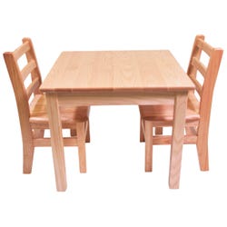 Childcraft Hardwood Table and Chair Set, Square, 24 x 24 x 20 Inches, Two 12-Inch Chairs, Item Number 2027799