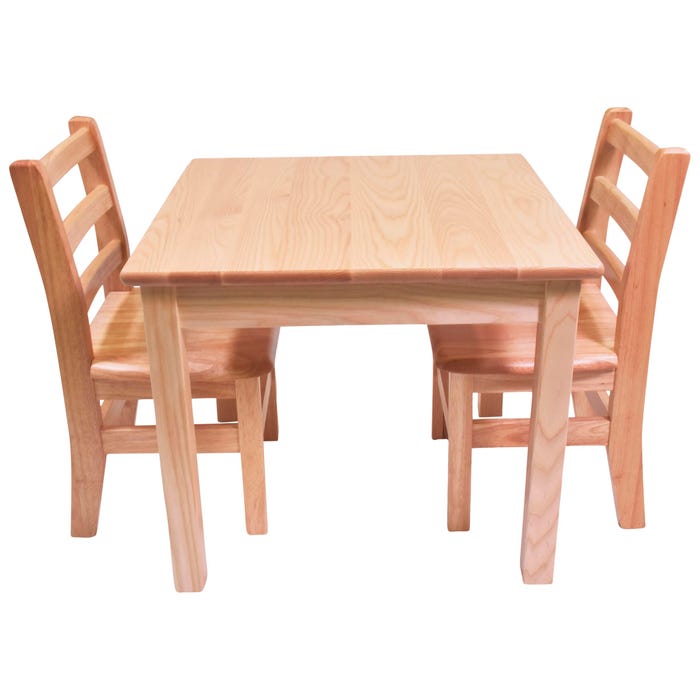 Childcraft Hardwood Table and Chair Set, Square, 24 x 24 x 22 Inches, Two 14-Inch Chairs