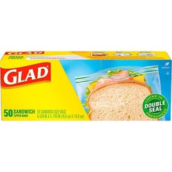 Glad Zipper Sandwich Bags, 50 Count Box