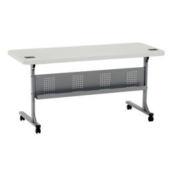NPS Conference Flip Table with Blow Molded Top, 24 x 60 in, Grey Leg, Powder Coated Leg 1453091