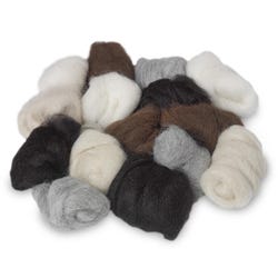 Maori Wool Felting Fibers, 2 Ounces, Assorted Natural Colors, 6 Pouches