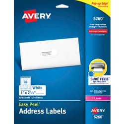 Avery Easy Peel Address Labels, Laser, 1 x 2-5/8 Inches, Pack of 750 075635