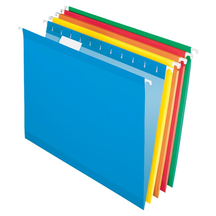 Pendaflex Reinforced Hanging File Folders, 1/5 Cut Tabs, Letter Size, Assorted Colors, Set of 25