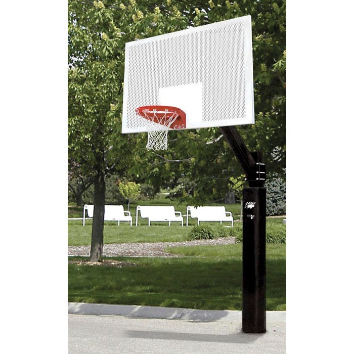 Bison Ultimate Outdoor Basketball System, 72 x 42 Inch Perforated Steel Backboard, 6 Inch Diameter Pole