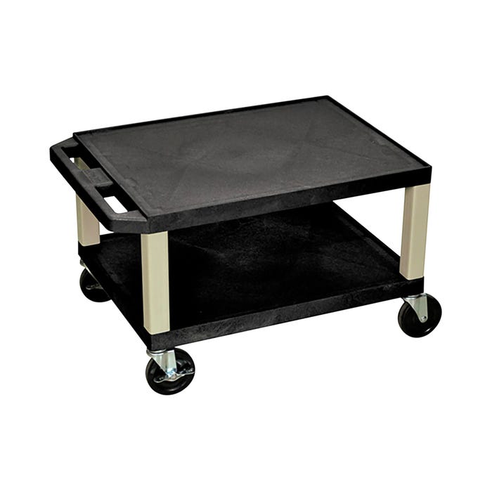Luxor 2 Shelf AV Cart, 24 x 18 x 16 Inches, Black Shelves, Putty Legs