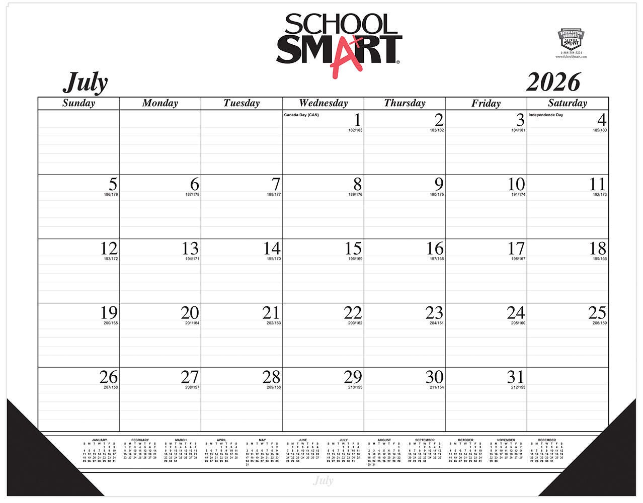 School Smart, 14 Month Academic Desk Pad, July 2026-August 2027, 22 x 17 Inches 2215639