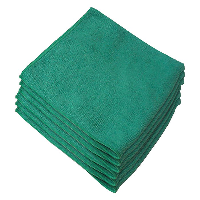 Genuine Joe Microfiber Cloth, Green, Bag of 12