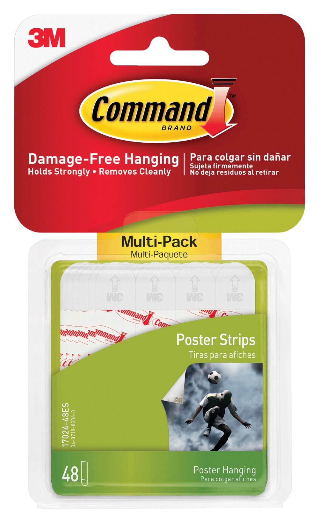 Command Poster Strip Multi-Pack, 3/4 x 2-3/4 Inches, White, Pack of 48 2133430