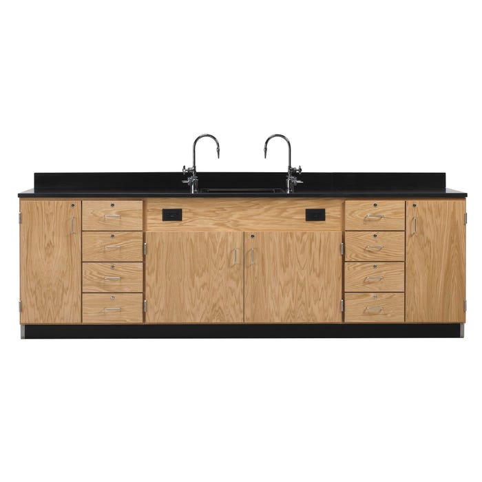 Diversified Spaces Kinetic Wall Service Bench, 9 Feet x 24 x 36 Inches, Door and 4-Drawer Cabinet, Epoxy Resin Top