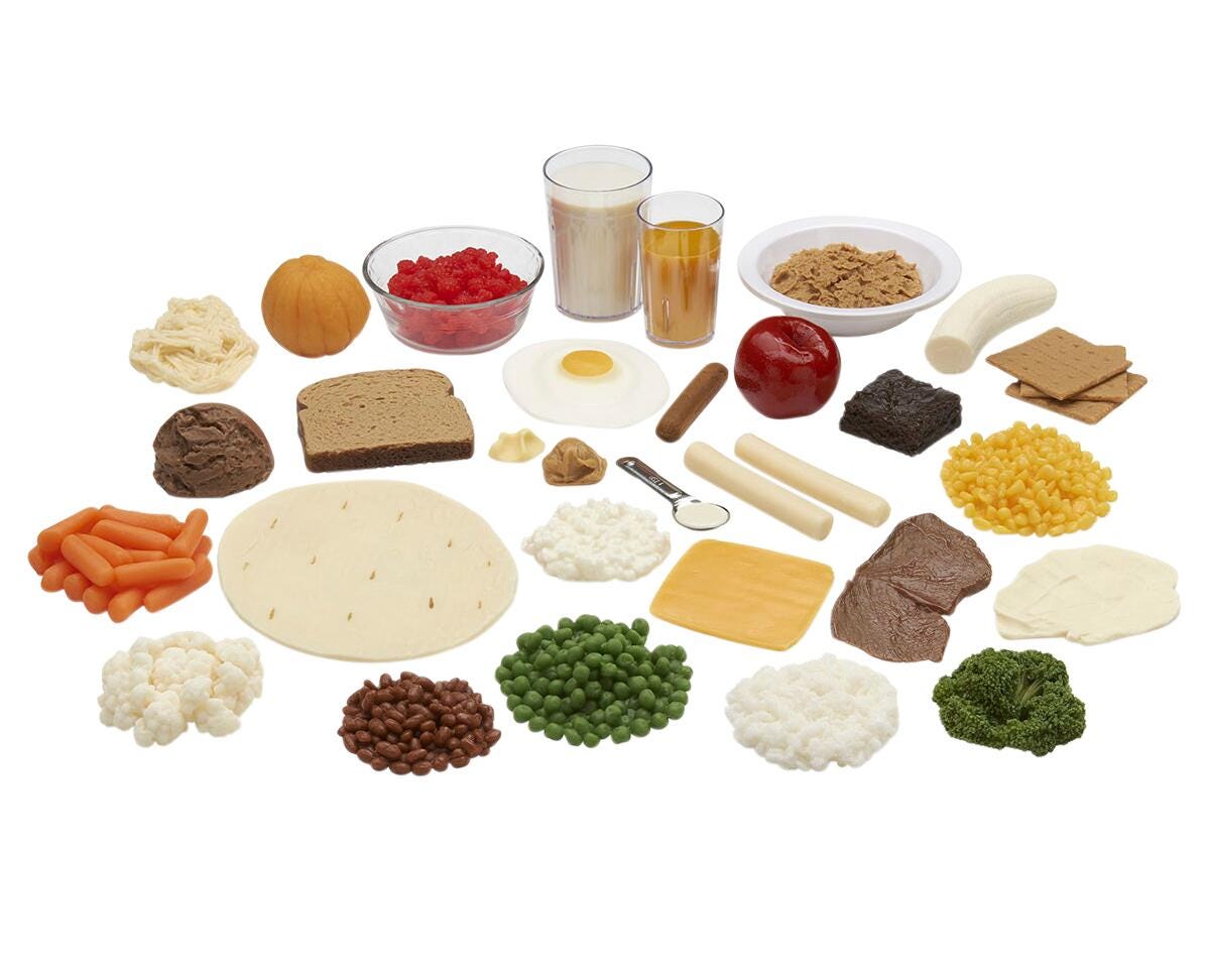 Nasco Exchange List Portions Food Replica Kit, Set of 30