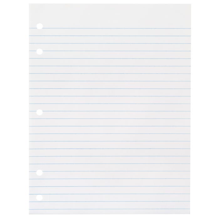 School Smart 5-Hole Punched Filler Paper, No Margin, 8 x 10-1/2 Inches, Wide Ruled, 500 Sheets