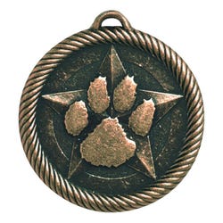 PDU CAT Multi-Level Dovetail/Paw Print Value Medal, 2 Inches, Solid Die Cast, Bronze