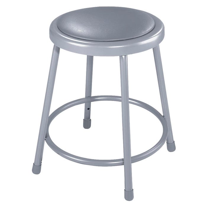 National Public Seating Heavy Duty Vinyl Padded Steel Stool, 18-Inch Seat Height, Gray