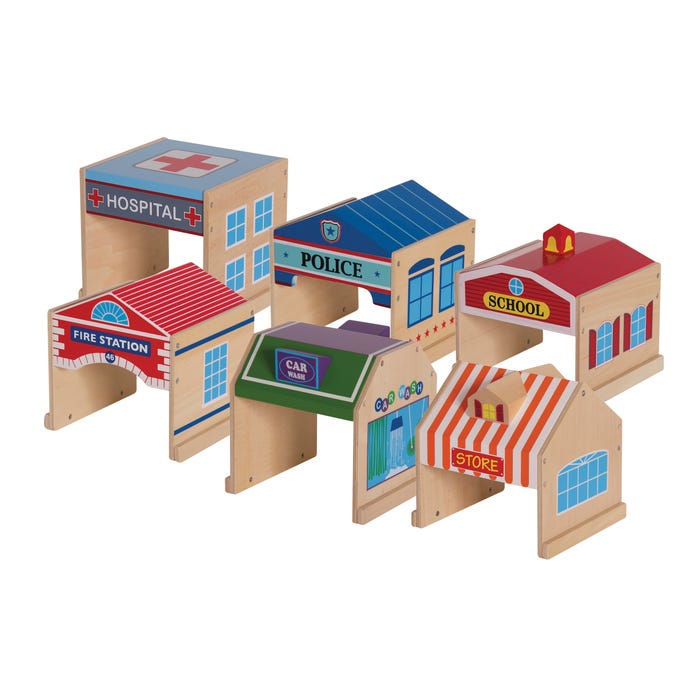 Guidecraft Community Buildings Set, 6 Pieces