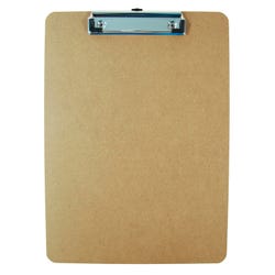 School Smart Masonite Clipboard, 9 x 12-1/2 Inches, Low Profile Clip, Letter Size, Brown 2133000