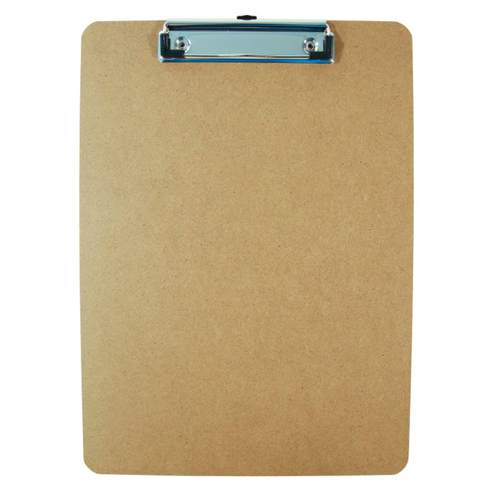 School Smart Masonite Clipboard, 9 x 12-1/2 Inches, Low Profile Clip, Letter Size, Brown