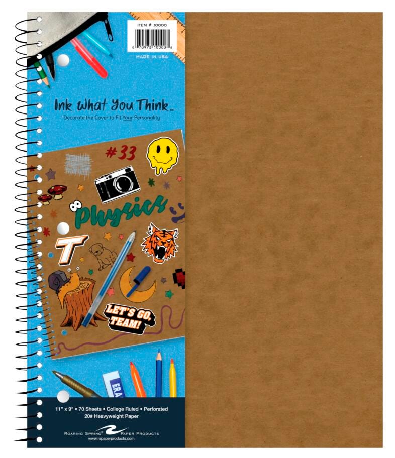 Roaring Spring Ink What You Think™ 1-Subject Notebook, College Ruled, 9 x 11 Inches, 70 Sheets, Brown 2149840