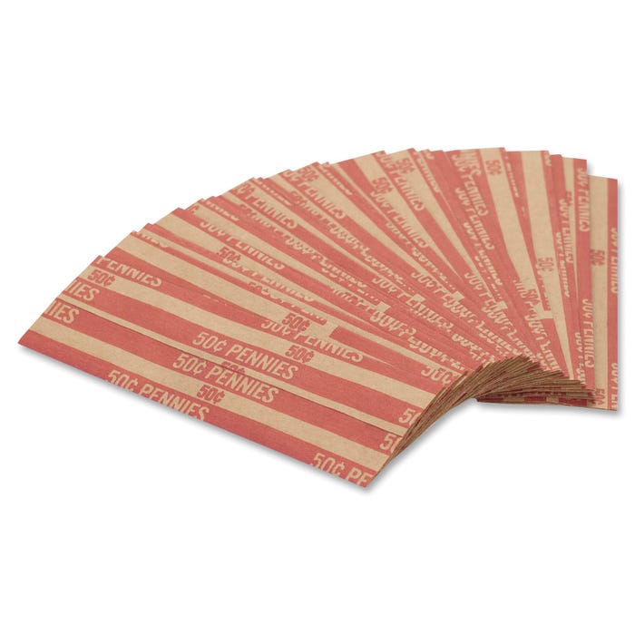 Coin-Tainer Flat Coin Wrappers, Pennies, Red, 1000 Per Box