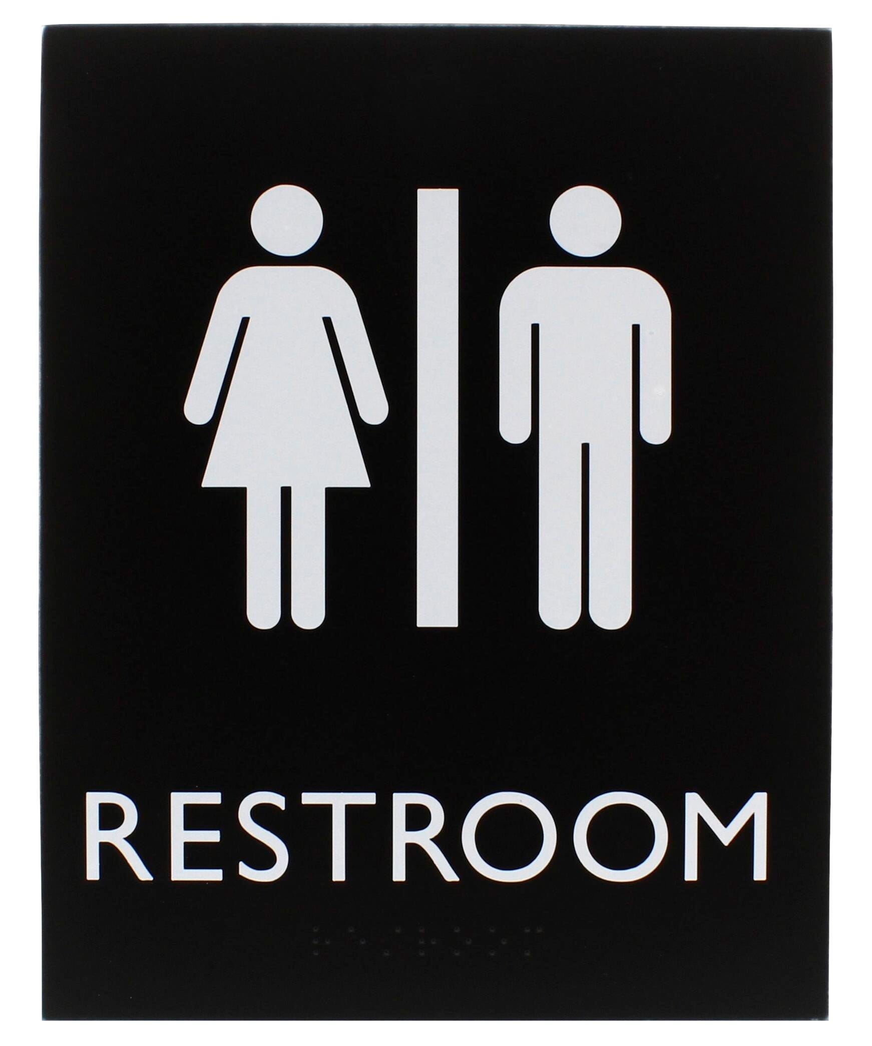 Lorell Restroom Sign, 8.5 x 6.4 x 0.8 Inches, Black, Item Number 2025889