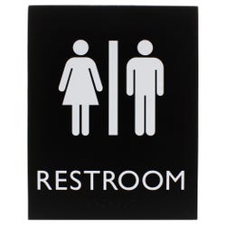 Lorell Restroom Sign, 8.5 x 6.4 x 0.8 Inches, Black, Item Number 2025889