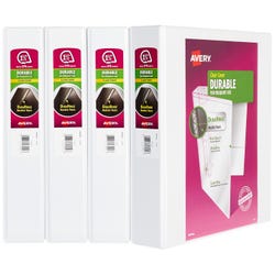 Avery Durable View Binder, 1-1/2 Inch, Slant Rings, White, Pack of 4 2047971