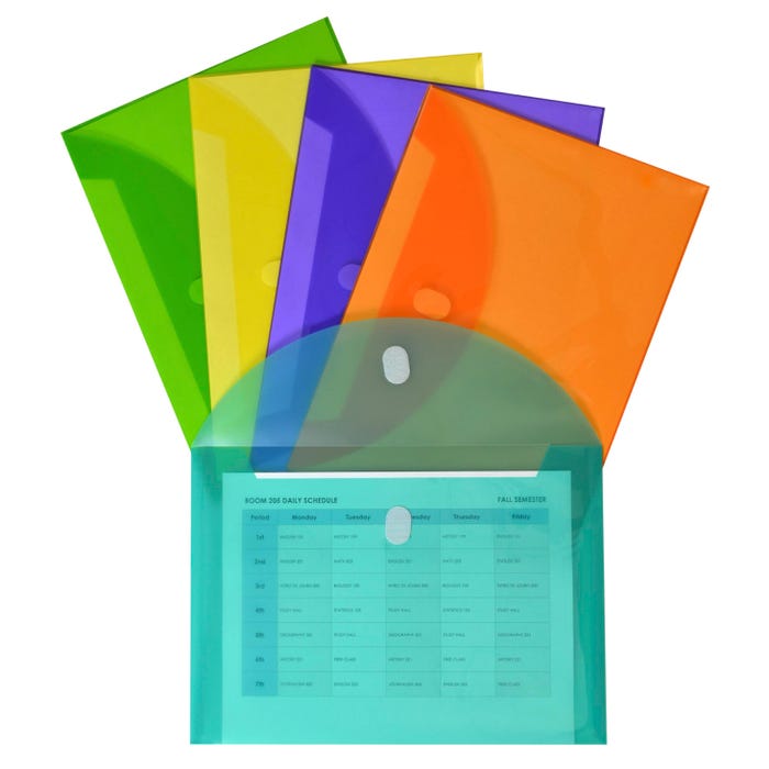 C-Line Poly Envelopes with Hook & Loop Closure, Letter Size, Assorted Colors, Pack of 10