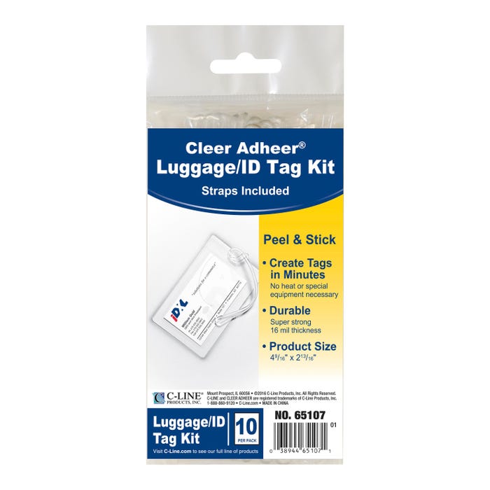 C-Line Heavyweight Clear Bag Tag with Straps, Pack of 10