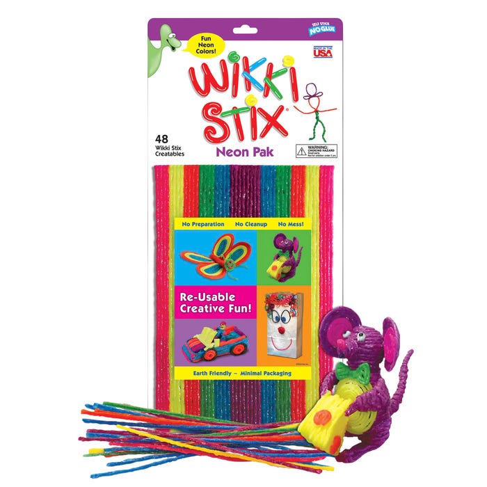 Wikki Stix Wax Set, 8 Inches, Assorted Neon Colors, Set of 48
