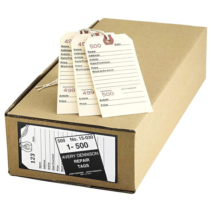 Avery Manila Stock Duplicate Repair Tag, 5-1/4 X 2-5/8 Inches, 1-500, Pack of 500
