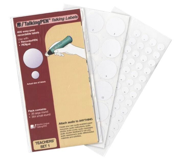 Mantra Lingua Recordable Teacher Labels, Set A, Pack of 340, Item Number 1371414