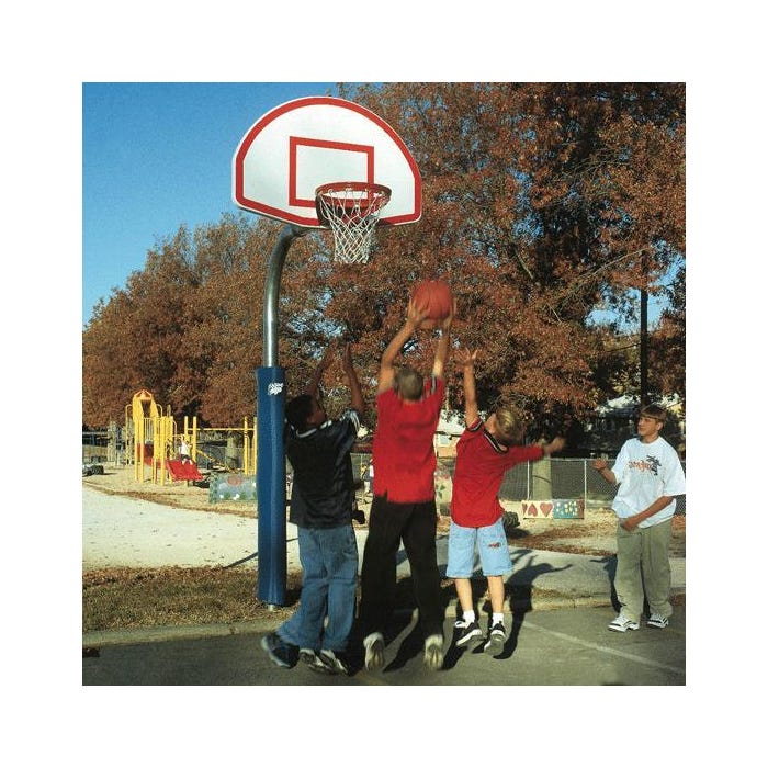 Bison Gooseneck Heavy Duty Finished Aluminum Fan Basketball System, 4-1/2 Inch Diameter Pole