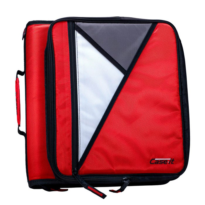 Case·it Universal Laptop Zipper Binder, O-Ring, 2 Inches, Fire Engine Red