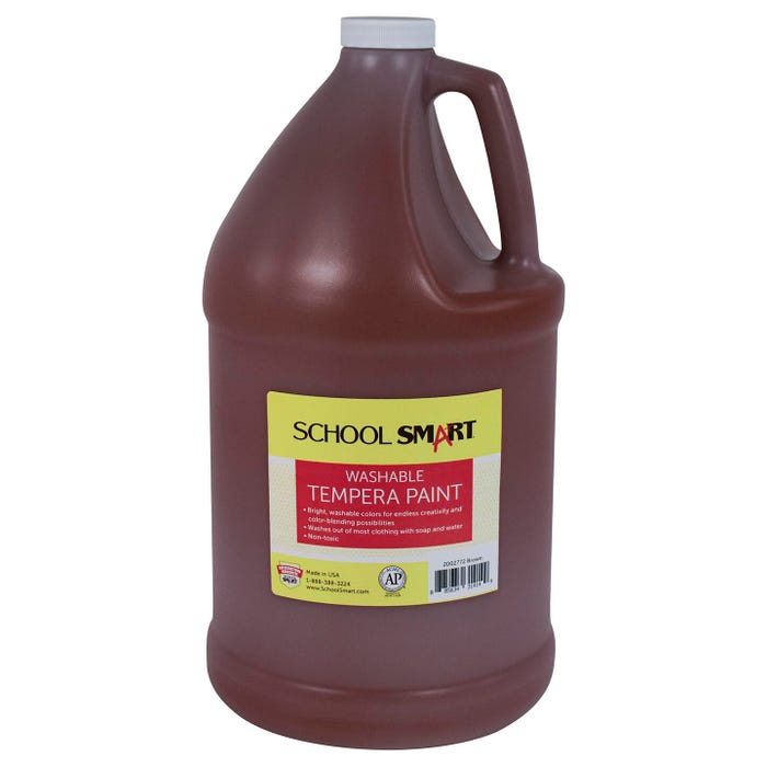 School Smart Washable Tempera Paint, Brown, 1 Gallon Bottle