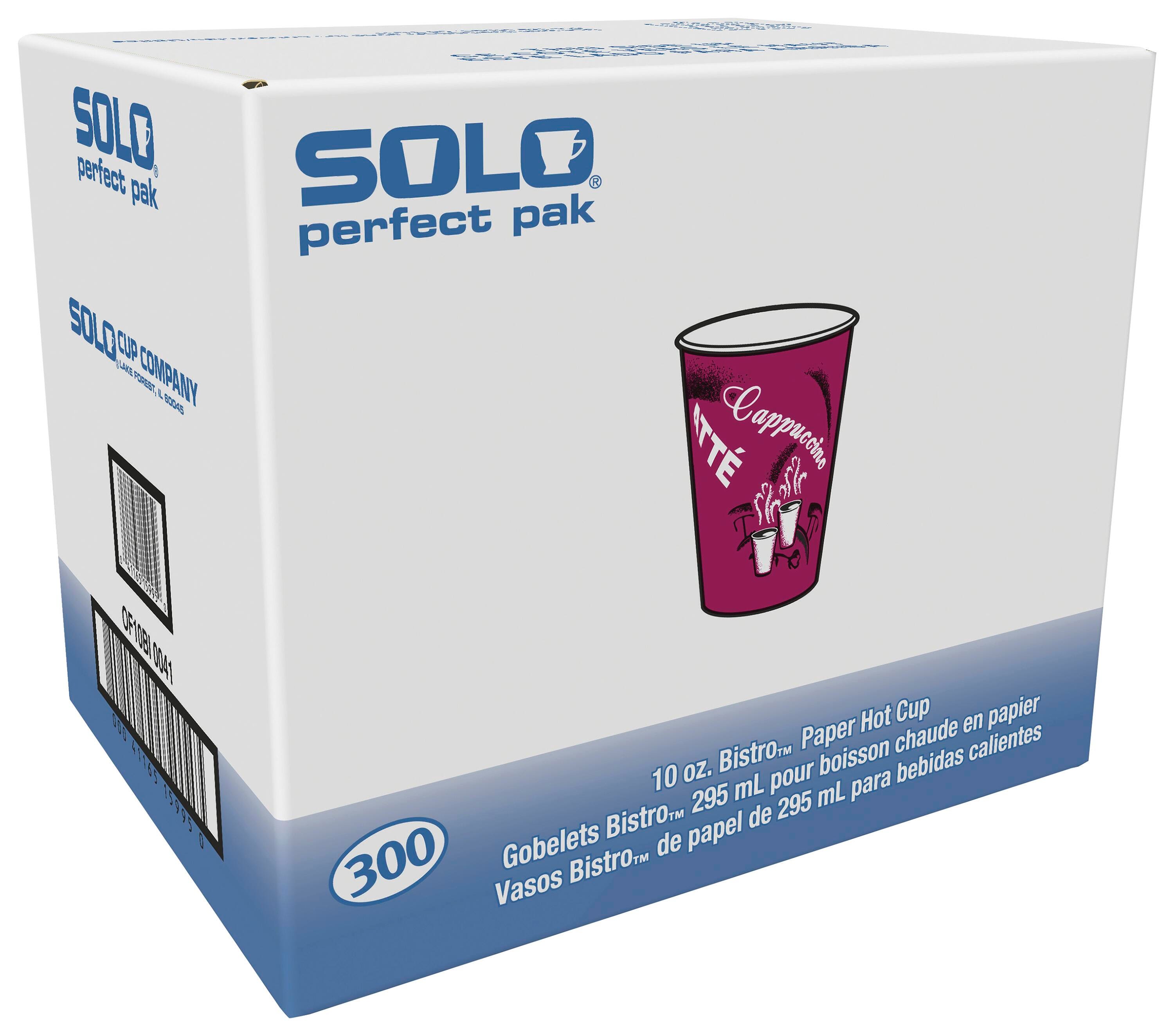 Solo Single Sided Paper Hot Cup, 10 Ounces, Maroon, Pack of 300, Item Number 1378521
