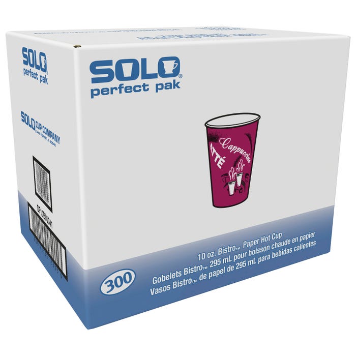 Solo Single Sided Paper Hot Cup, 10 Ounces, Maroon, Pack of 300