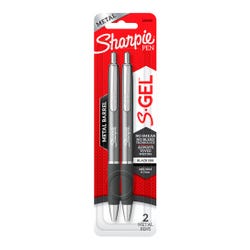 Sharpie S-Gel Pens, Medium Point, 0.7mm, Gunmetal Grey Metal Barrel, Black Ink, Set of 2 2138070