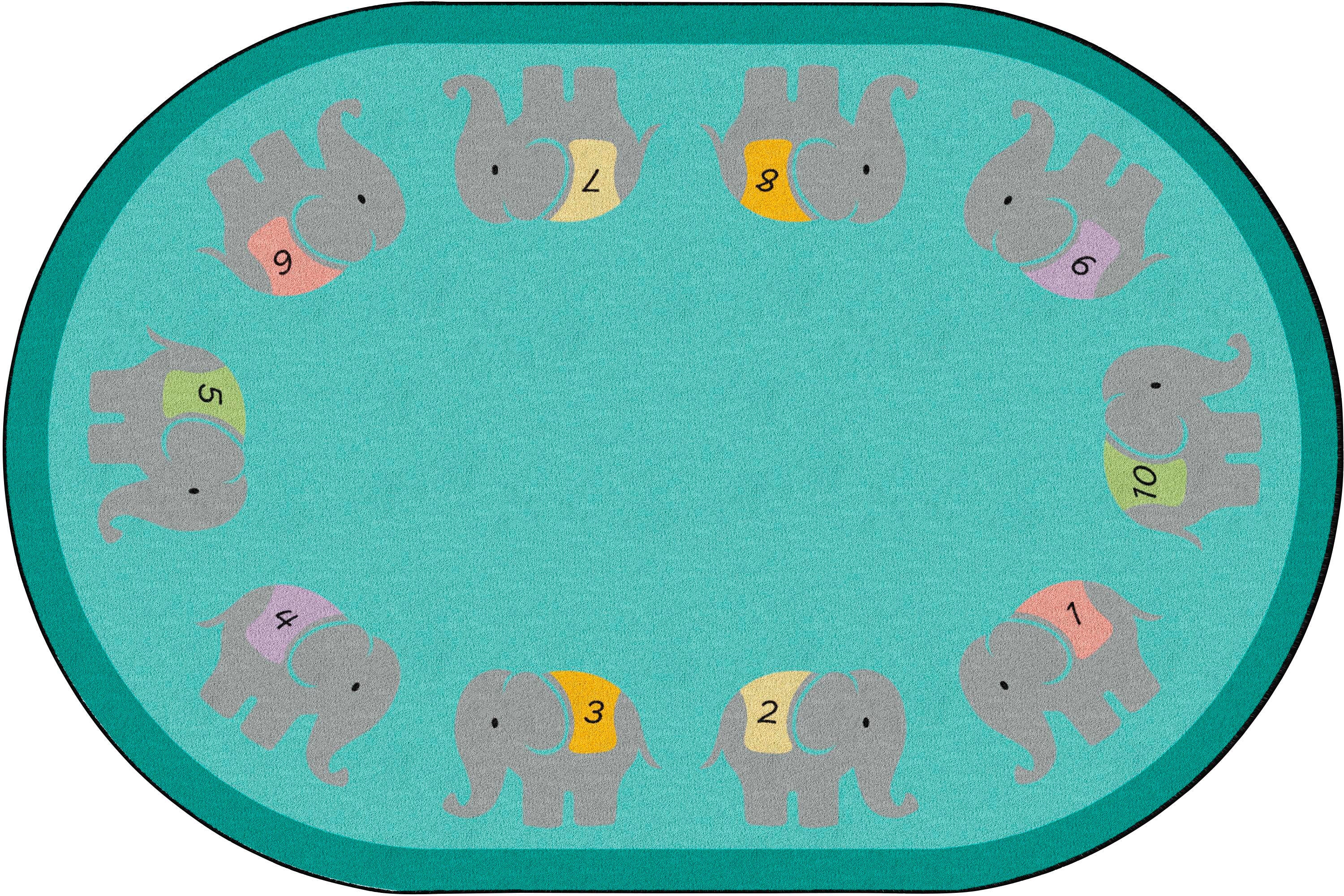 Childcraft Counting Elephants Carpet, Oval 4002150