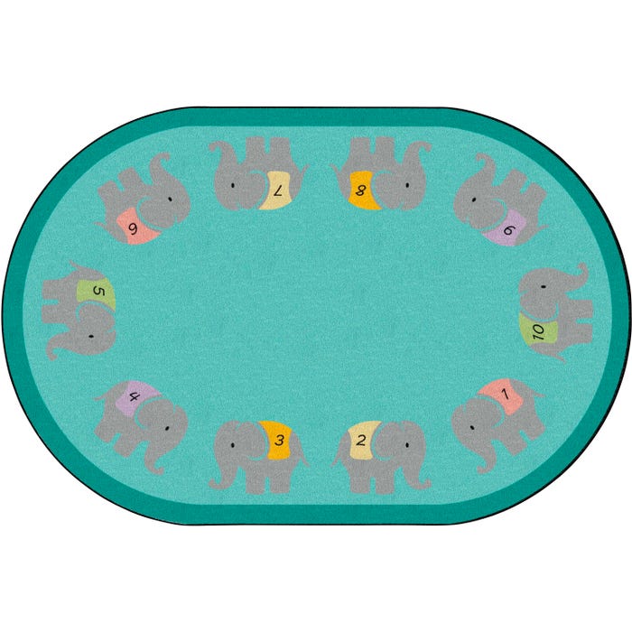 Childcraft Counting Elephants Carpet for Classrooms, Oval