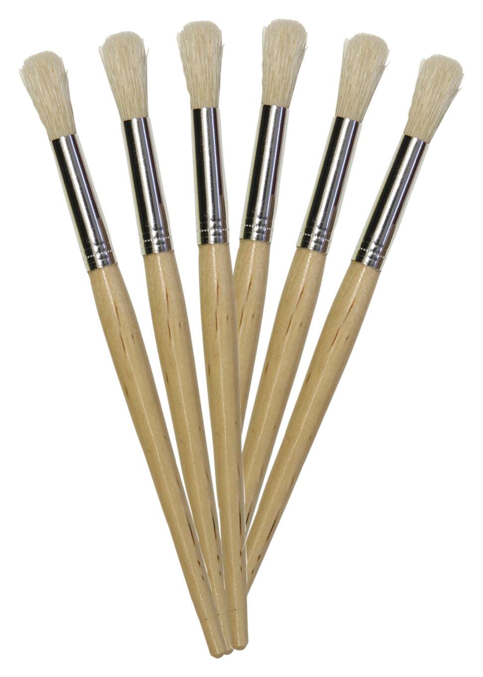 School Smart Non-Toxic Natural Stubby Paint Brushes, 7-1/2 Inches, Set of 6 085679