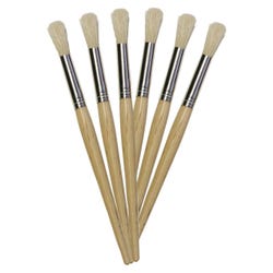 School Smart Non-Toxic Natural Stubby Paint Brushes, 7-1/2 Inches, Set of 6 085679